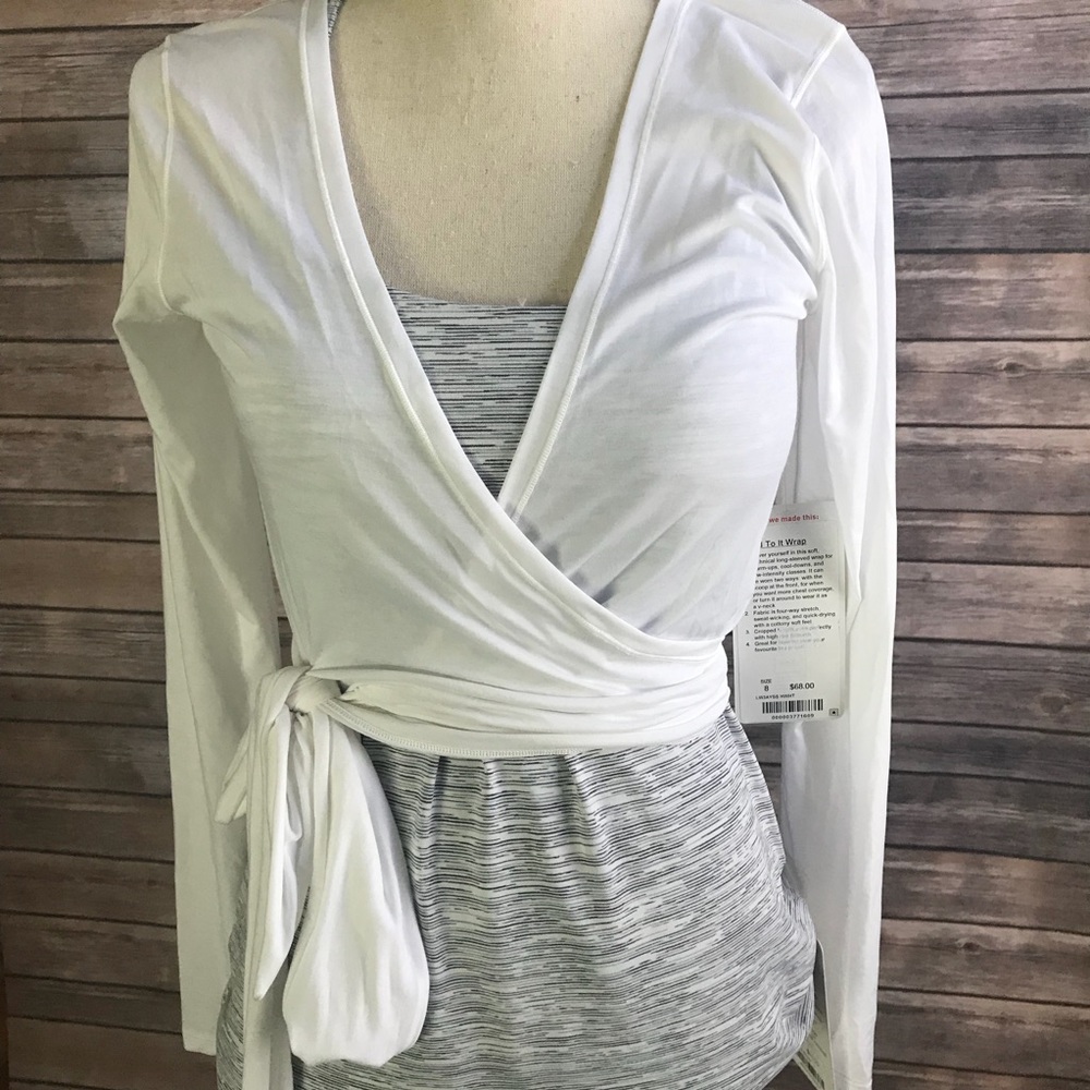 NWT WHITE LULULEMON TIED TO IT WRAP LONG SLEEVE 8 - Picture 1 of 8